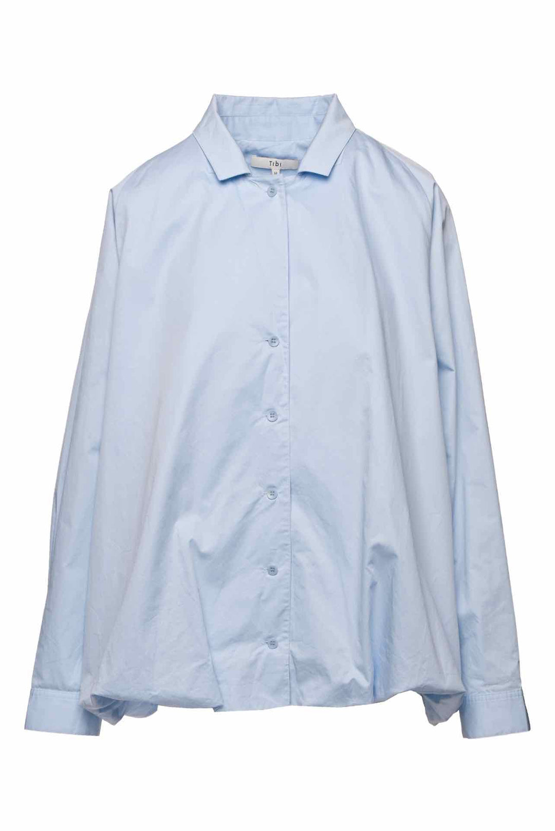 Tibi Size M Eco Poplin Bubble Hem Shirt
