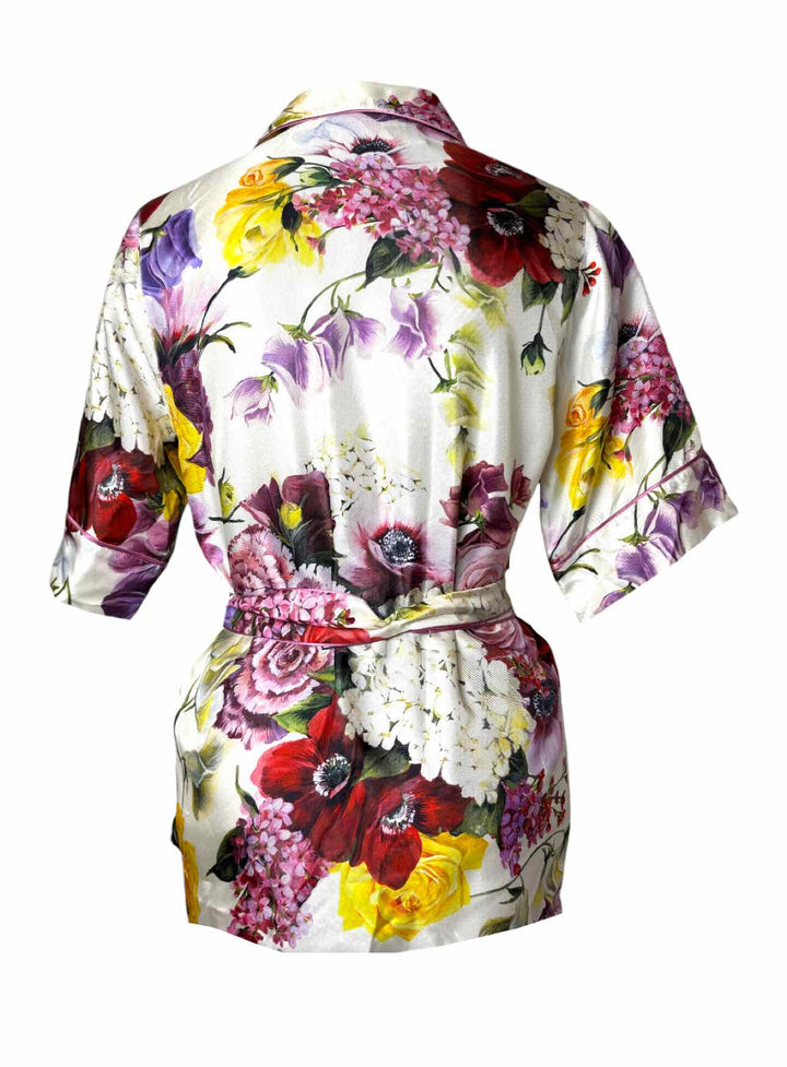 Dolce & Gabbana Size 40 Floral Silk  Blouse