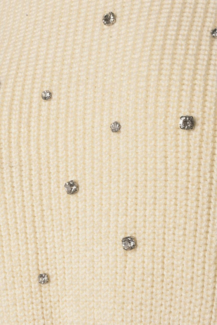 Self Portrait Size S Crystal Embellished Ivory Knit Sweater