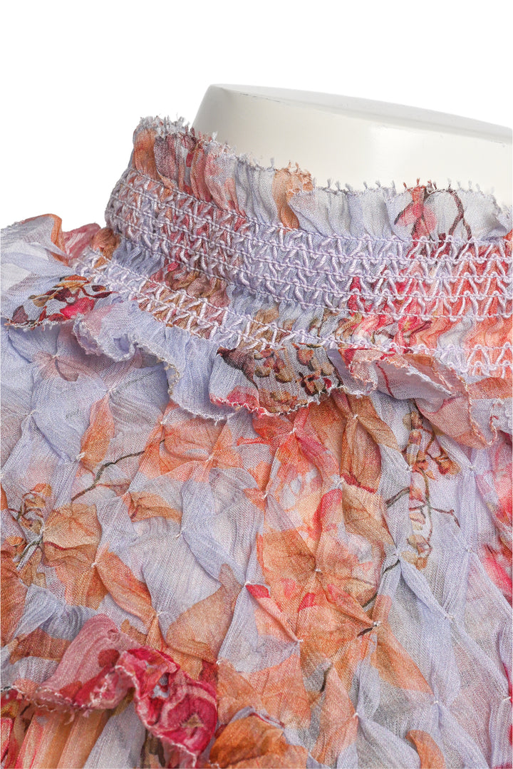 Zimmermann Size 3 Floral Mock Neck Silk Tops