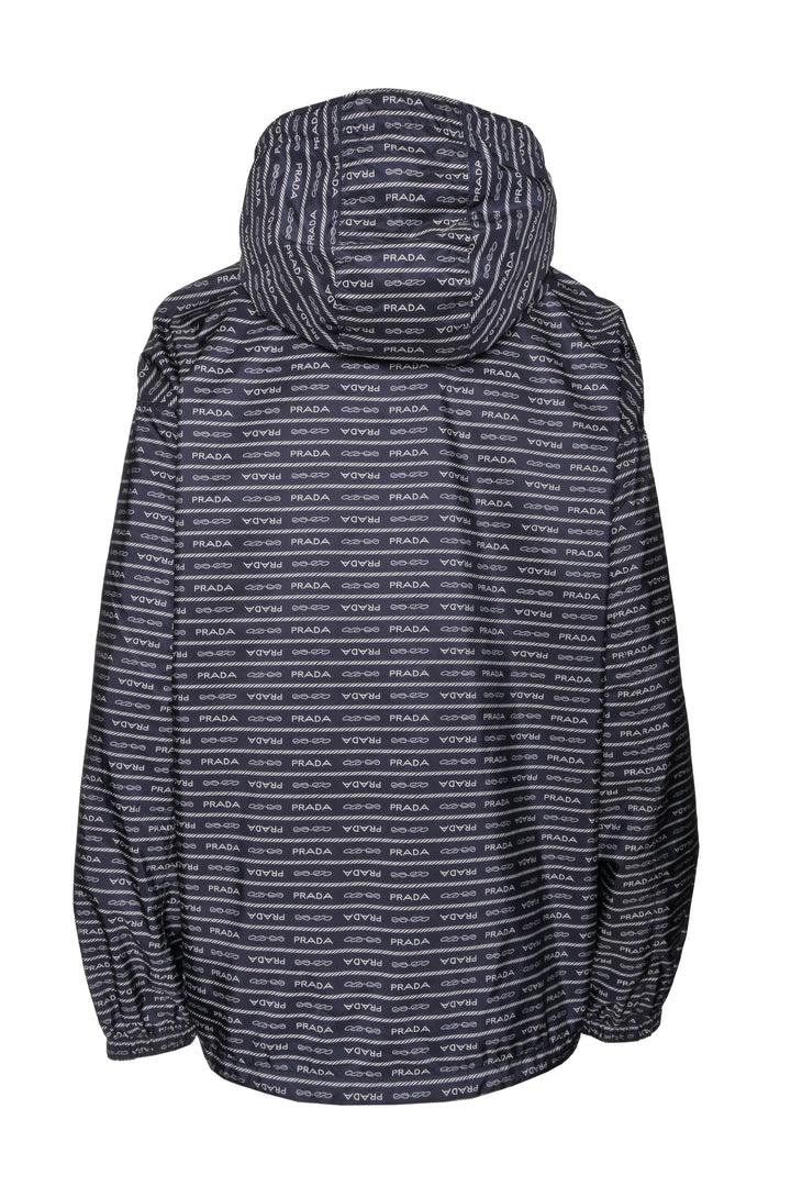 Prada Size S 2023 Re-Nylon Logo Print Hooded Windbreaker Jacket