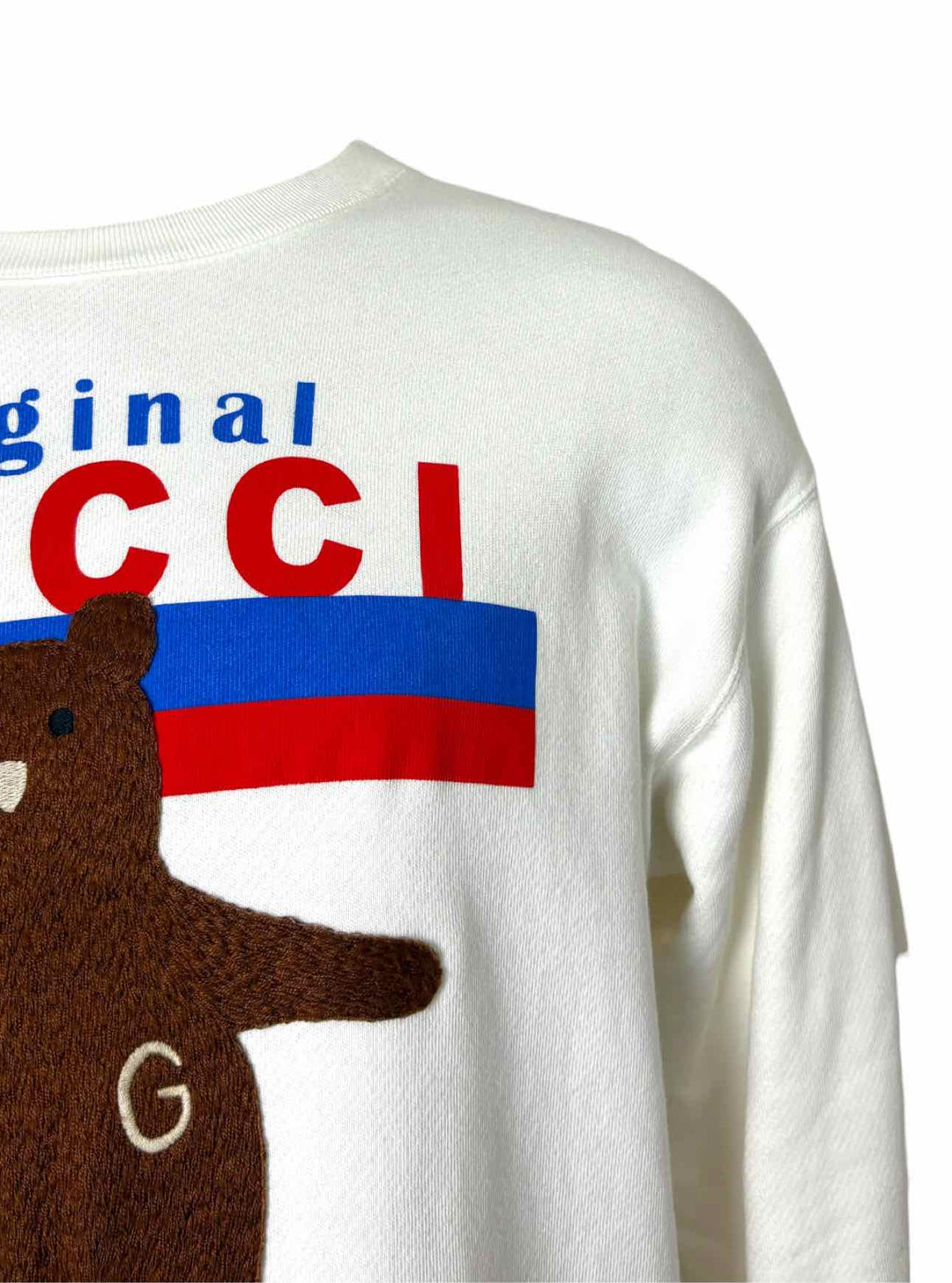 Gucci Size S Embroidered Bear Logo Cotton Sweatshirt