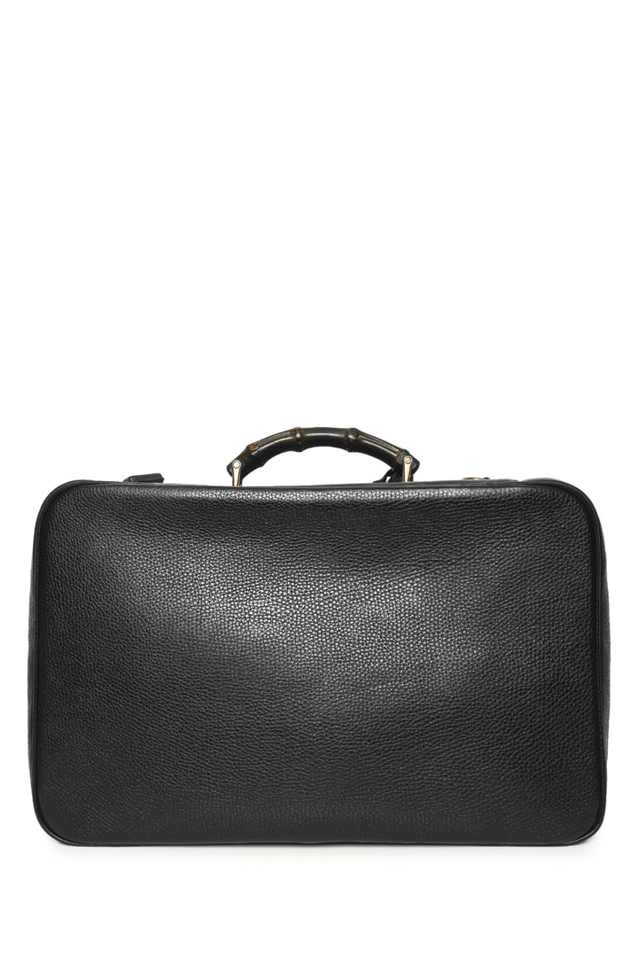 Gucci Pebbled Leather Bamboo Top Handle Suitcase Travel Bag