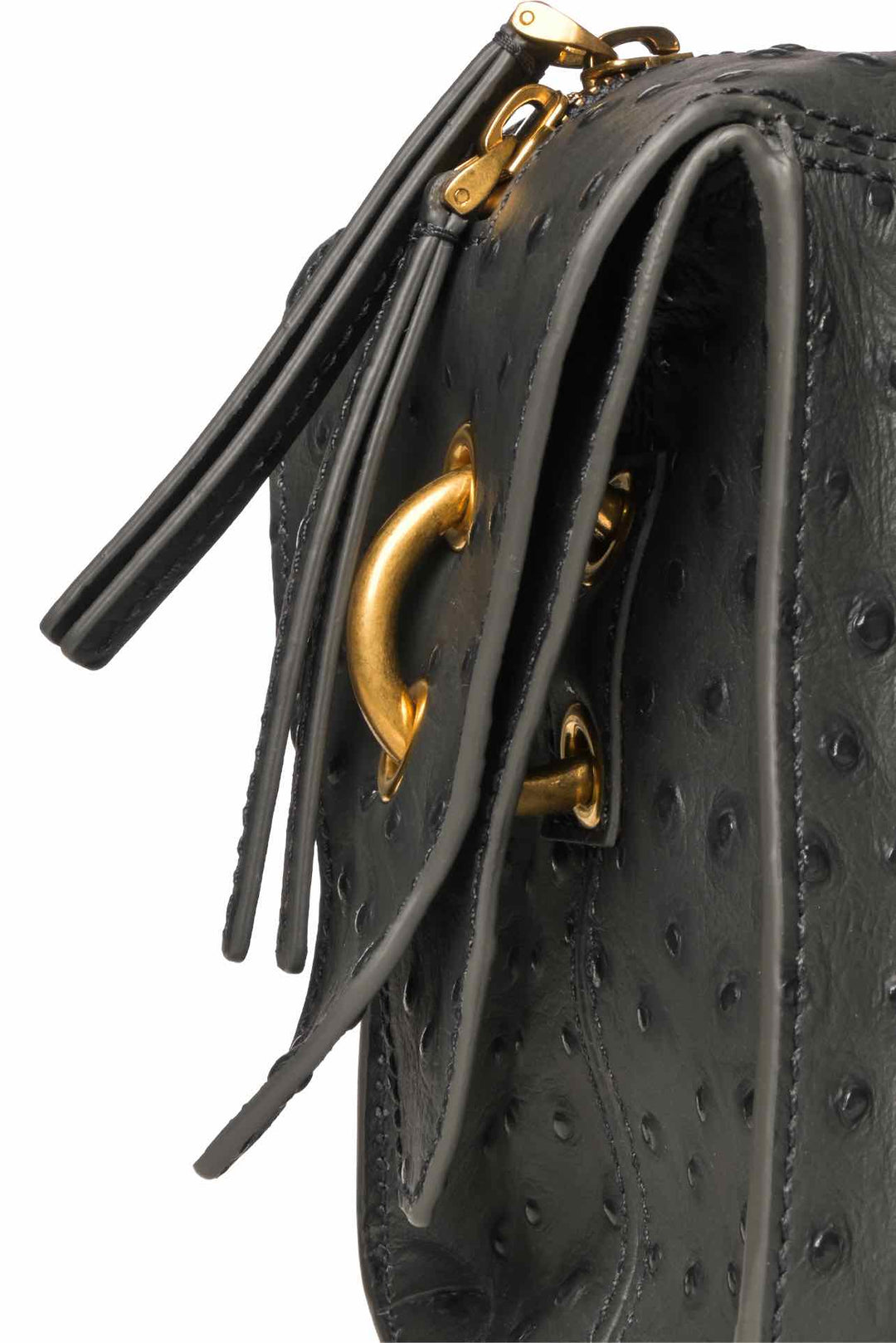 Balmain Pulse Ostrich-Effect Leather Shoulder Bag