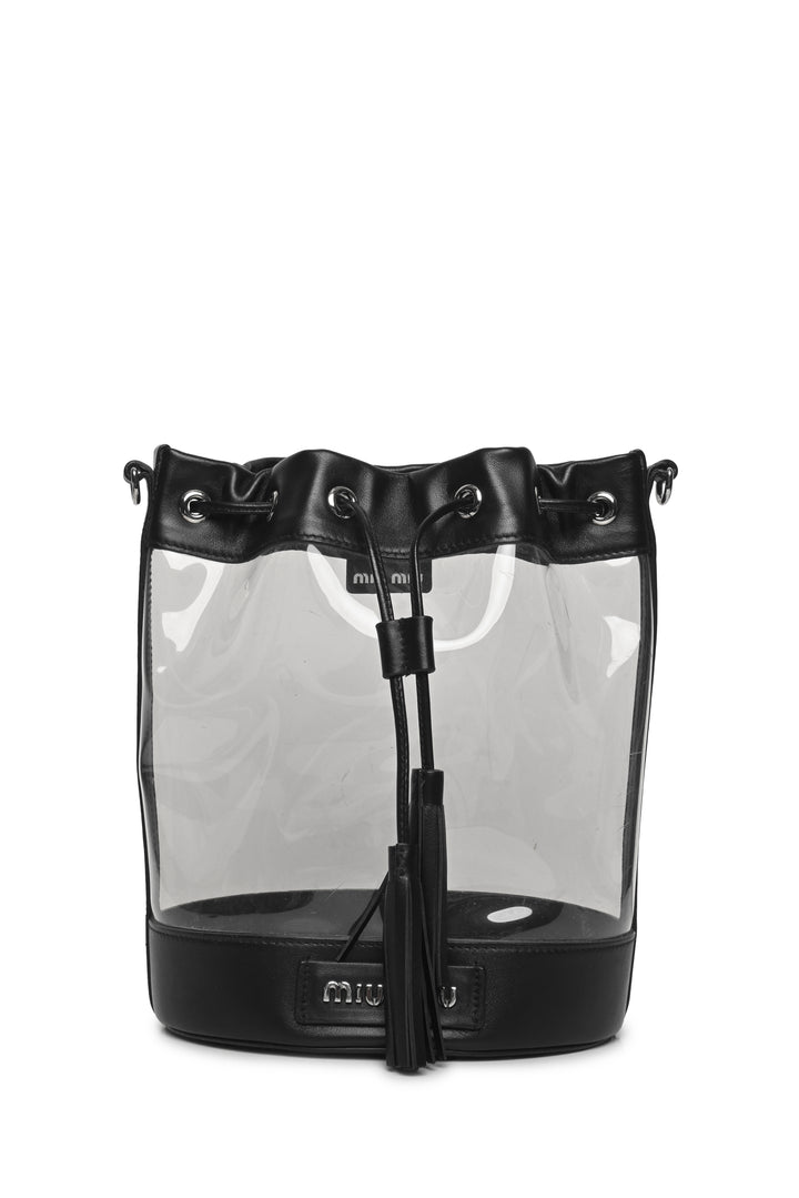 Miu Miu Leather & PVC Drawstring Bucket Bag