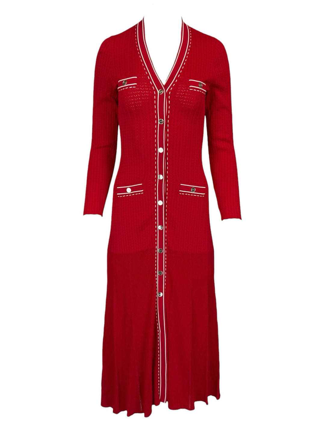 Sandro Size 38 Esmeralda Pickstitch Long Sleeve Knit Dress