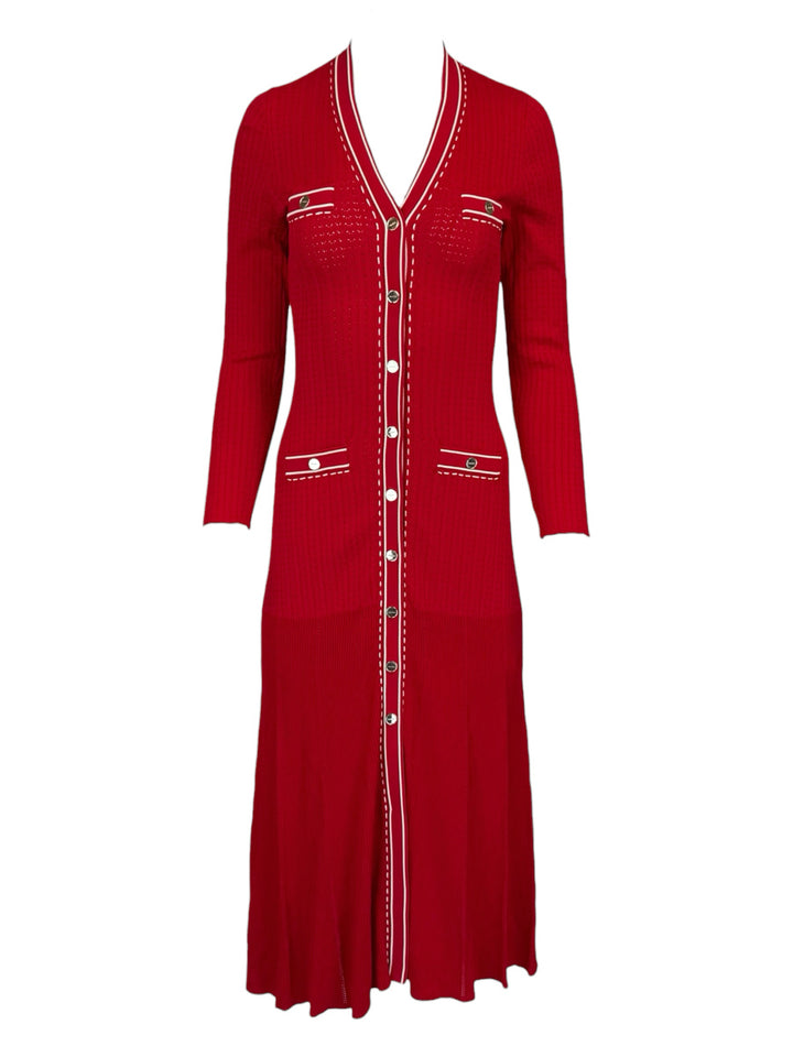 Sandro Size 38 Esmeralda Pickstitch Long Sleeve Knit Dress