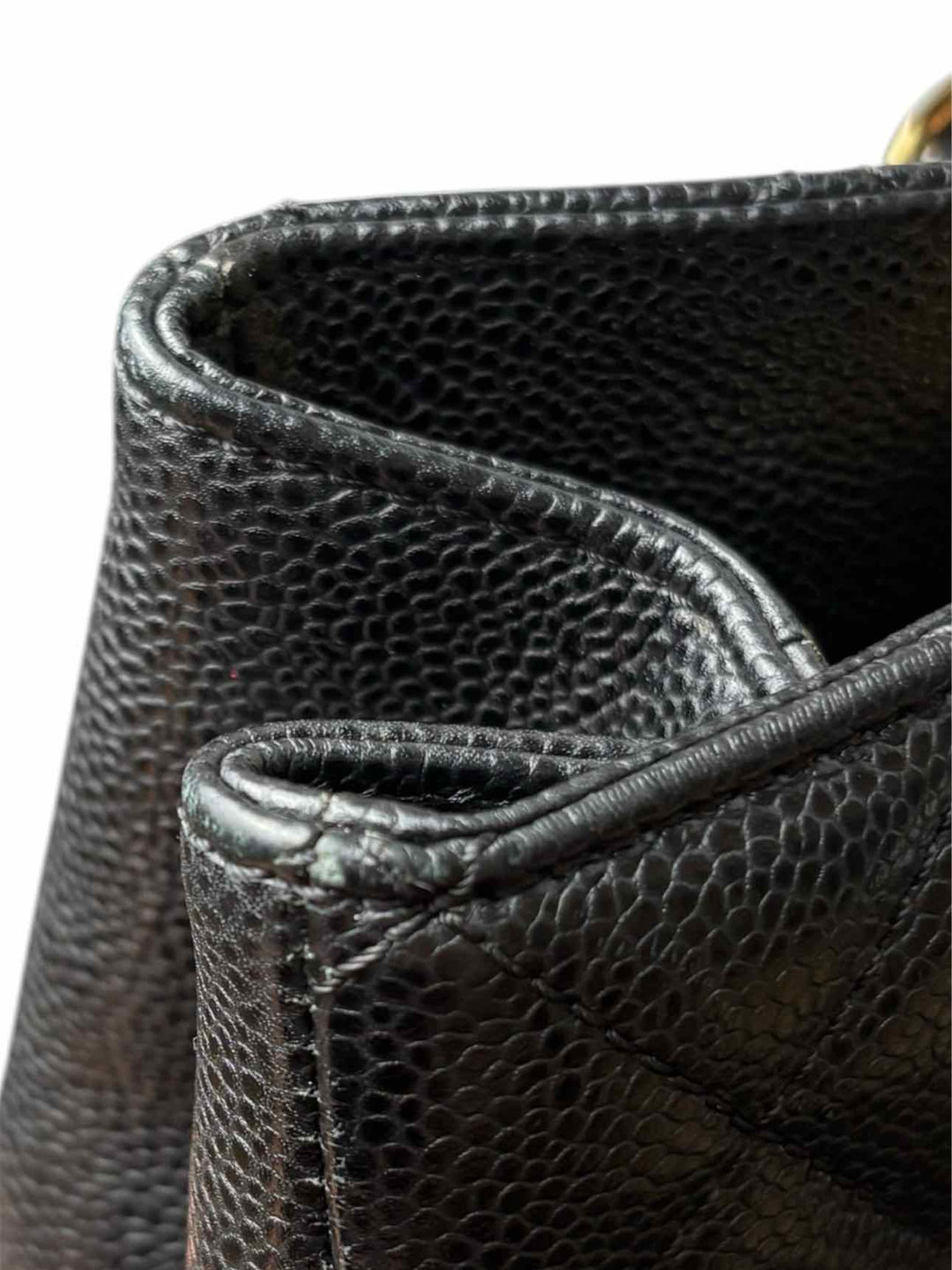 Chanel Black Caviar Quilted Leather Grand Shopping Tote Purse