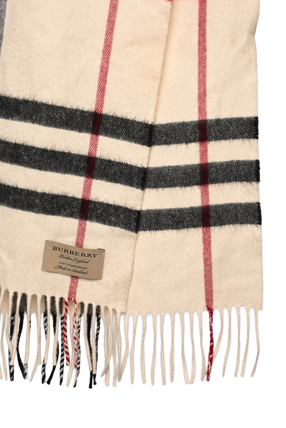 Burberry Cashmere Fringe Check Scarf