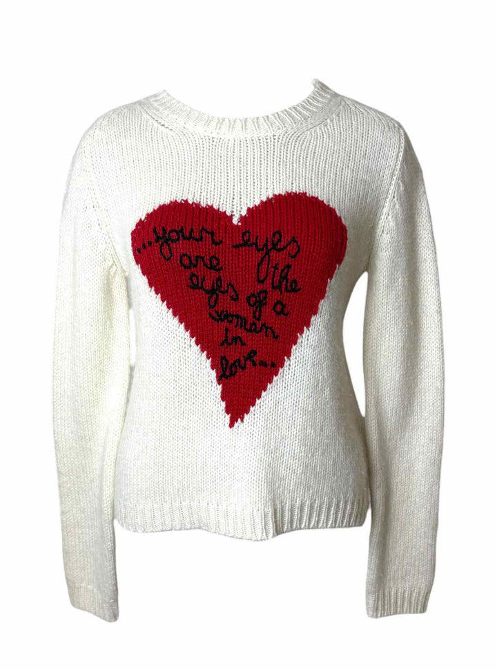 Valentino Size S L'Amour Embroidered Heart Cashmere Sweater