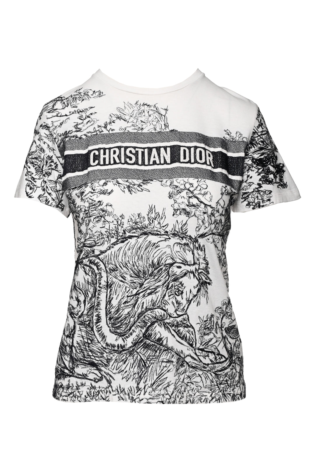 Christian Dior Size S Jungle Animal Embroidered T-Shirt