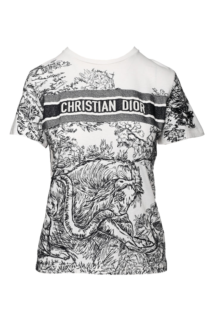 Christian Dior Size S Jungle Animal Embroidered T-Shirt