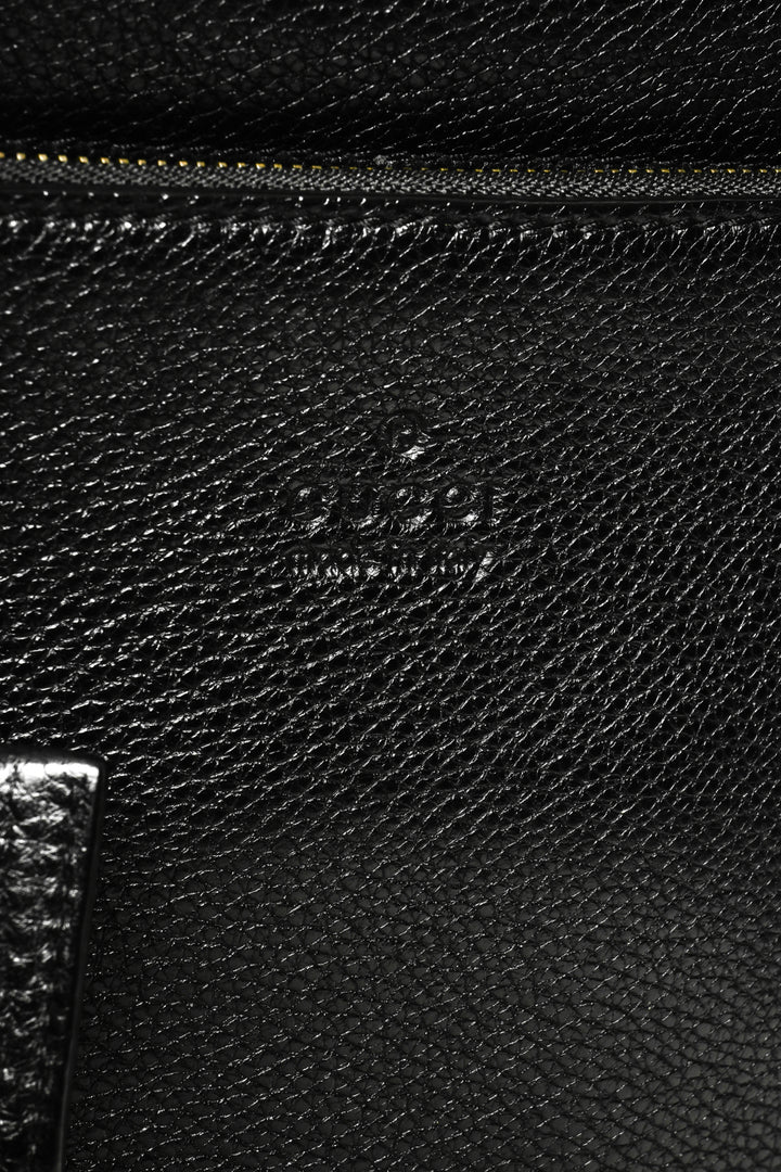 Gucci Pebbled Leather Bamboo Top Handle Suitcase Travel Bag