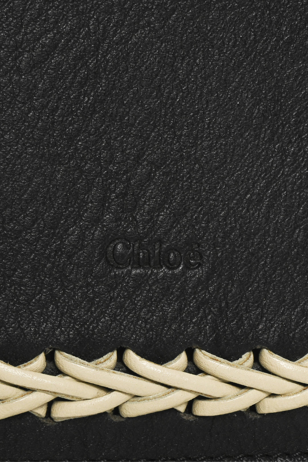 Chloe Woven Leather Zip Card Holder Wallet