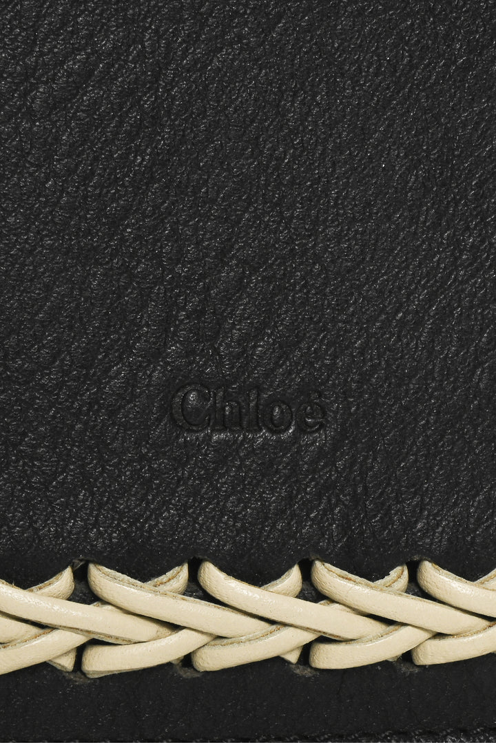 Chloe Woven Leather Zip Card Holder Wallet
