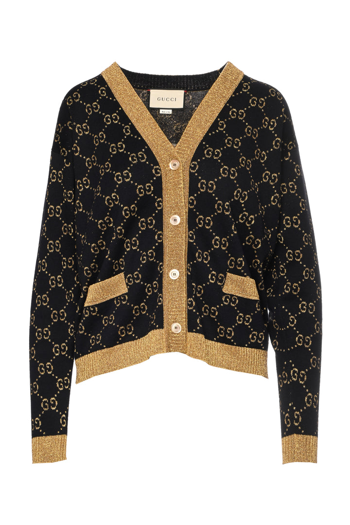 Gucci Size XXS Metallic Jacquard-Knit Cotton-Blend Cardigan