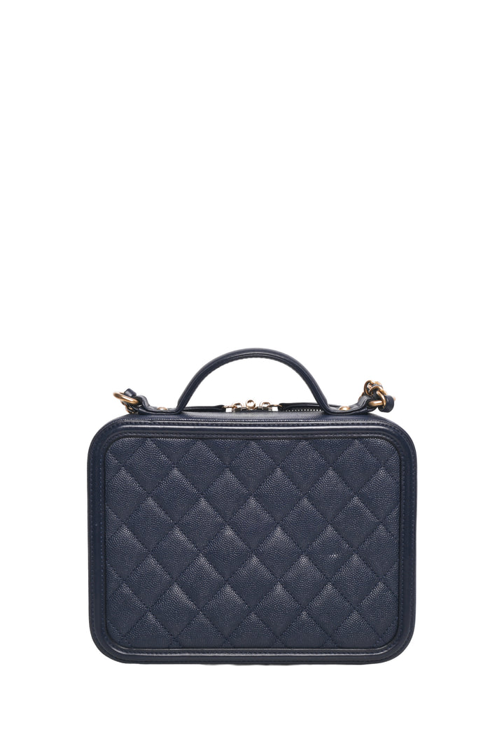 Chanel 2018-2019 Quilted Caviar Medium Filigree Vanity Case Shoulder Bag