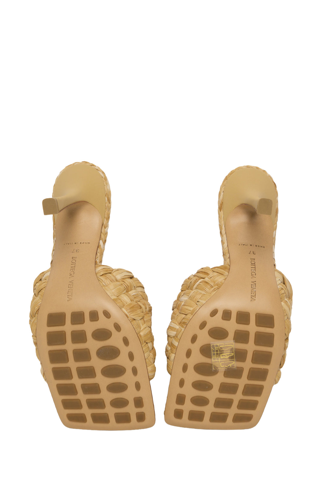 Bottega Veneta Size 37 Raffia Twist Intrecciato Stretch Mules