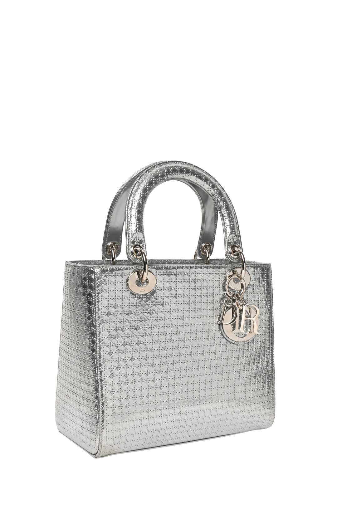 Dior 2015 Metallic Patent Micro-Cannage Medium Lady Dior Bag