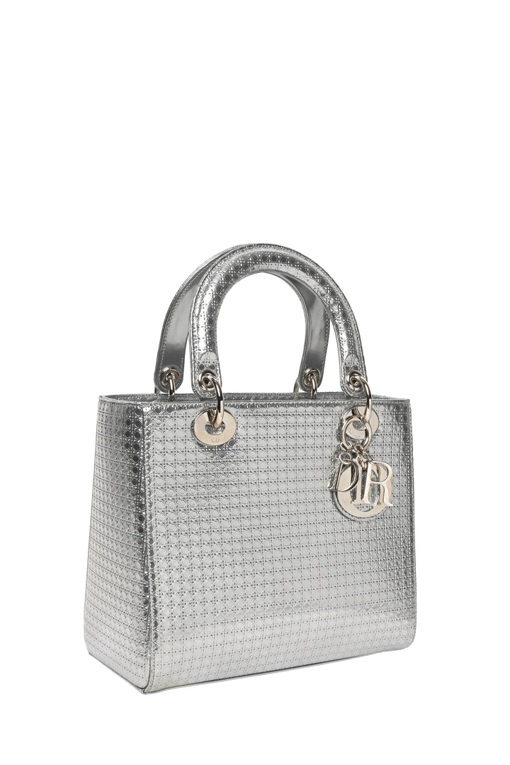 Dior 2015 Metallic Patent Micro-Cannage Medium Lady Dior Bag