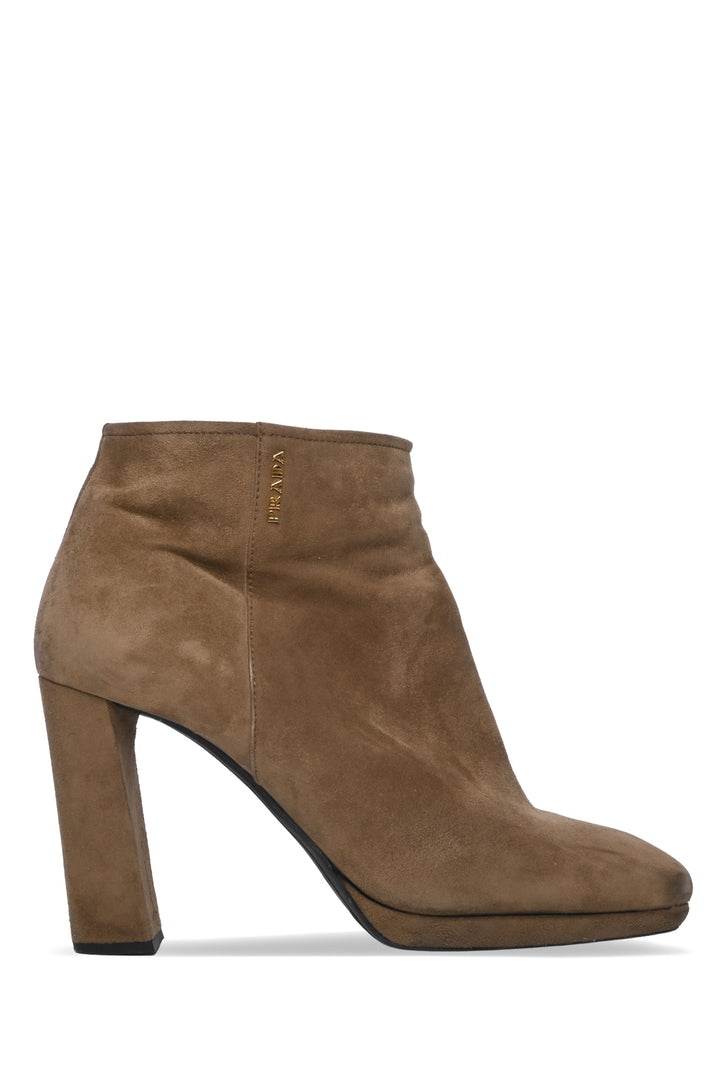 Prada Size 37.5 Suede Heeled Ankle Boots