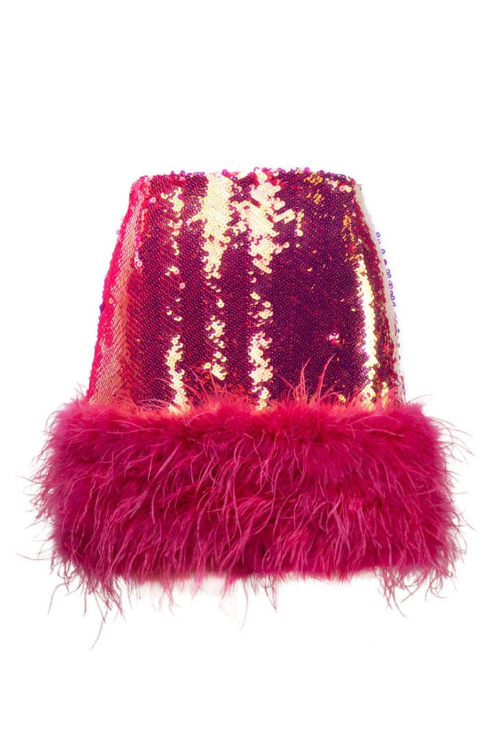 Nadine Merabi Size M Sequin & Feather Trim Mini Skirt