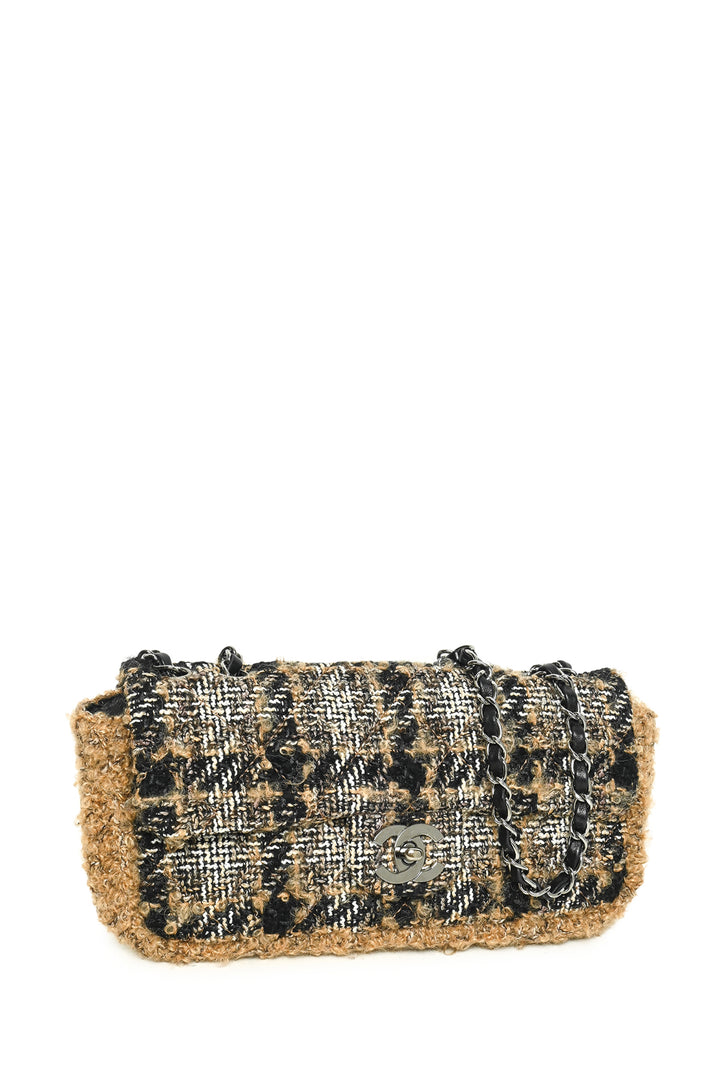 Chanel 2005-2006 Tweed East West Single Flap Shoulder Bag