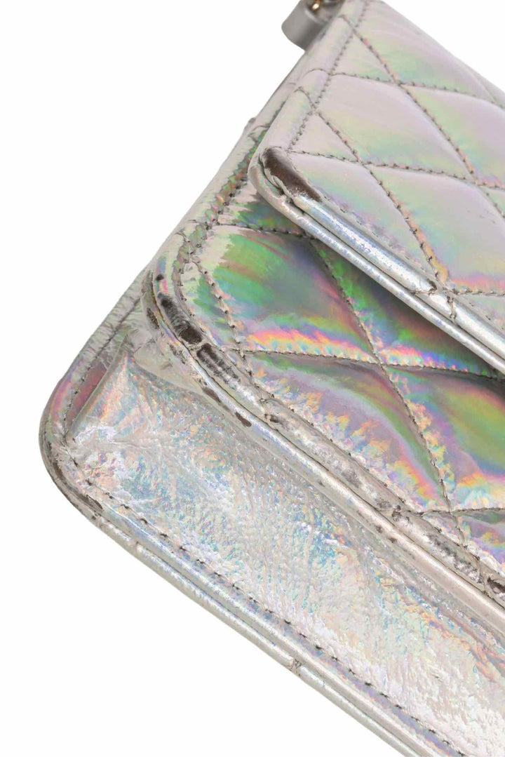 Chanel 2021 Iridescent Goatskin Quilted Wallet On Chain