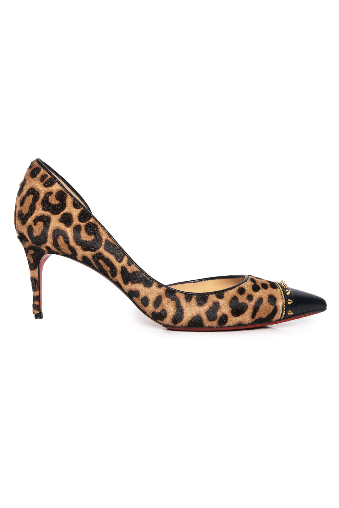 Christian Louboutin Size 36.5 Leopard Print Pony Hair Studded Culturella Pumps