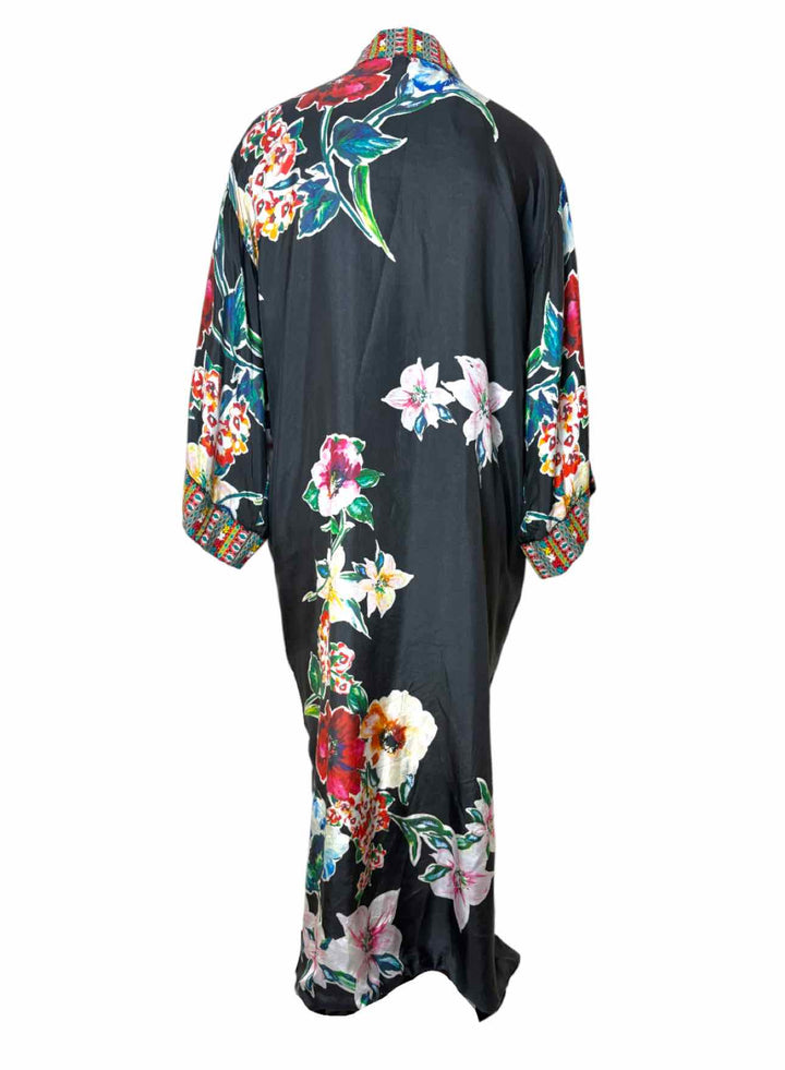 Johnny Was Size XS Floral Embroidered Silk Reversible  Kimono
