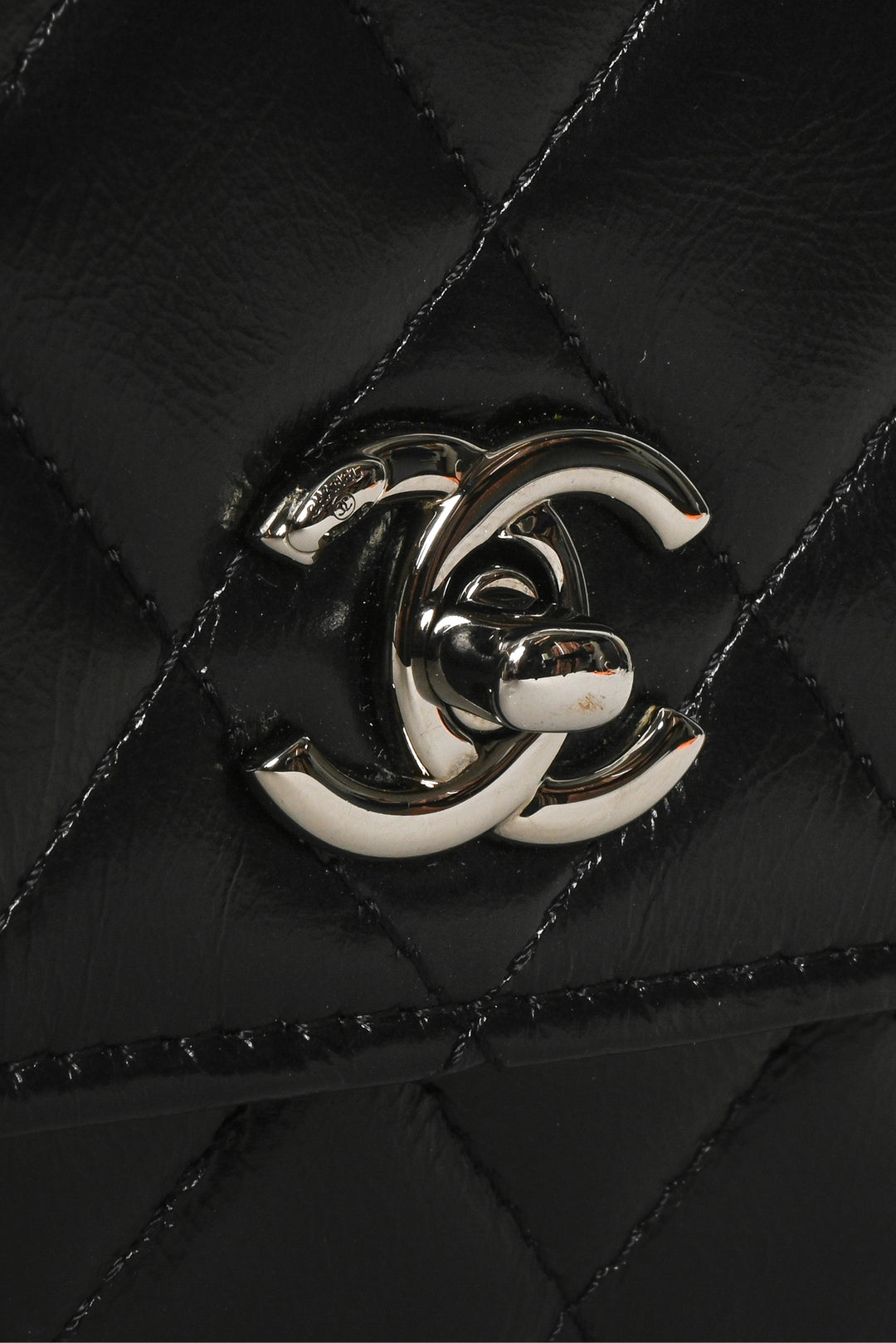 Chanel Shiny Crumpled Calfskin Crystal Quilted Precious Handle Clutch