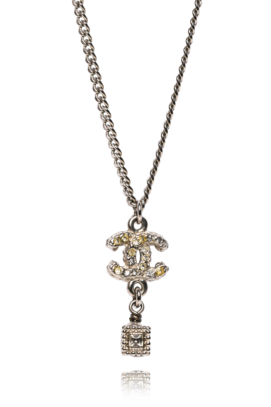 Chanel 2012 Crystal CC & Drop Box Pendant Long Necklace