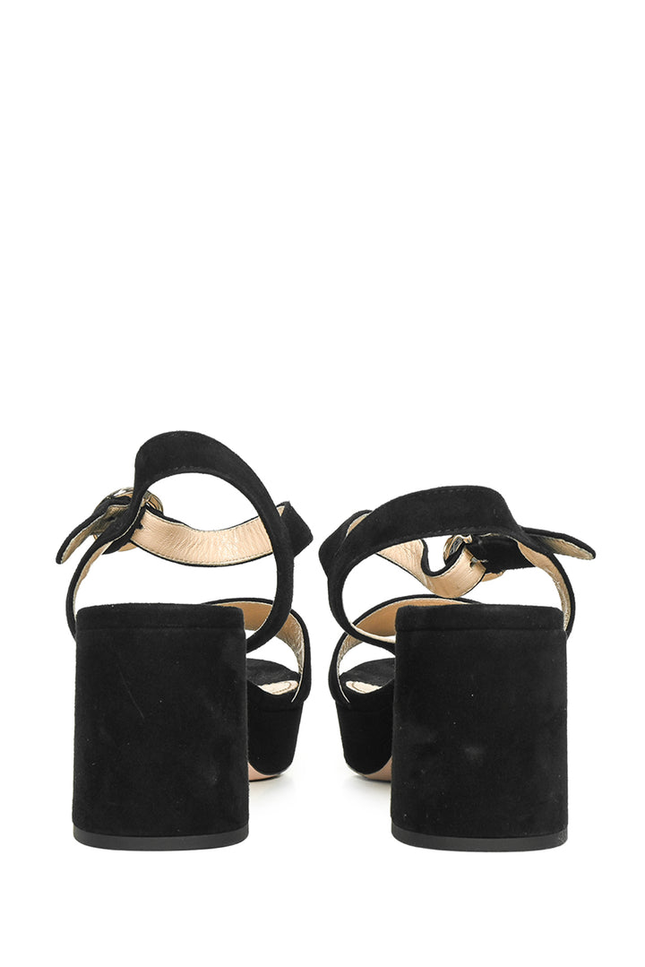 Prada Size 38 Platform Suede Block Heel Sandals