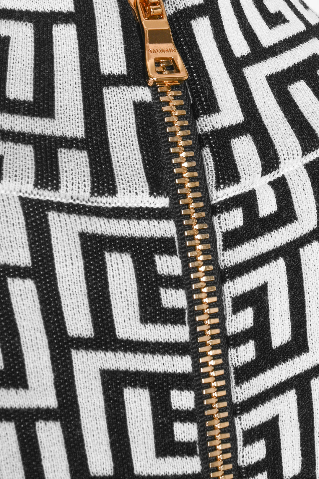 Balmain Size 6 Monogram Jacquard Knit Mini Dress