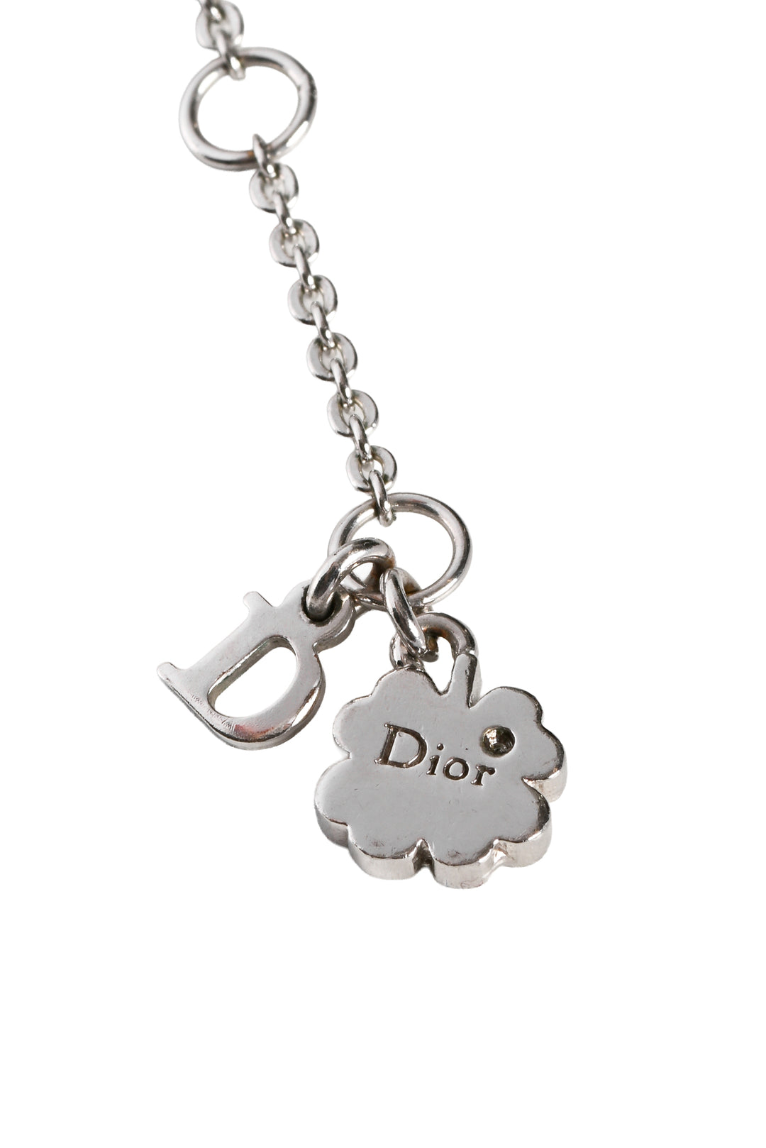 Dior Crystal Clover Logo Charm Bracelet