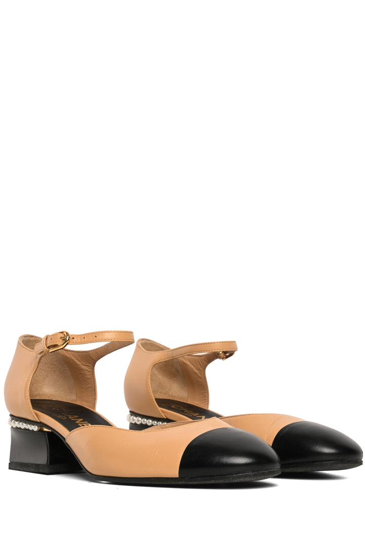 Chanel Size 36 Embellished Heel Cap Toe Mary Jane Pumps