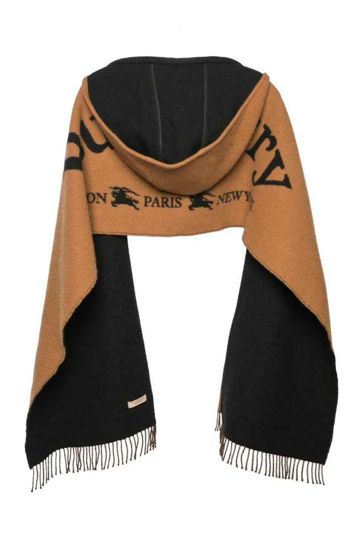Burberry Size OS Wool & Cashmere Blend Logo Hooded Scarf