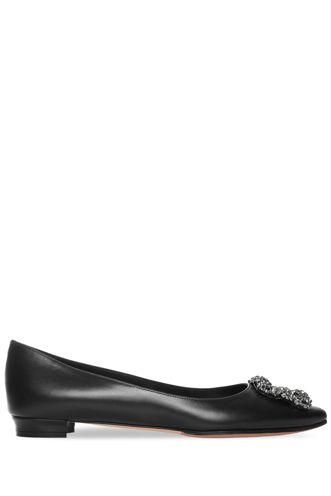Manolo Blahnik Size 38 Hangisi Leather Jewel Buckle Flats