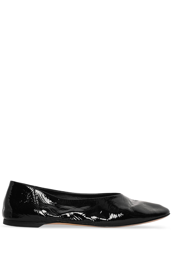 Toteme Size 39 Crinkled Patent Goatskin Slip Naplack Ballerina Flats