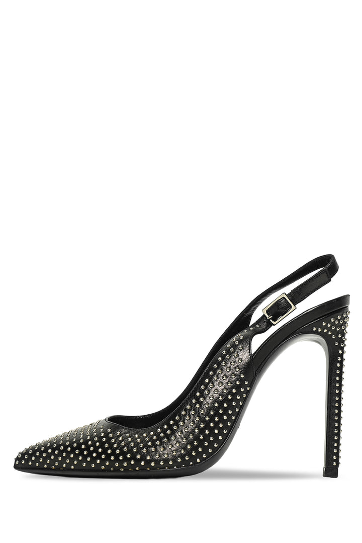 Saint Laurent Size 36 Leather Studded Slingback Pumps