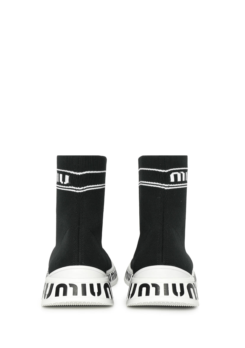 Miu Miu Size 37.5 Logo Knit Sock Sneaker