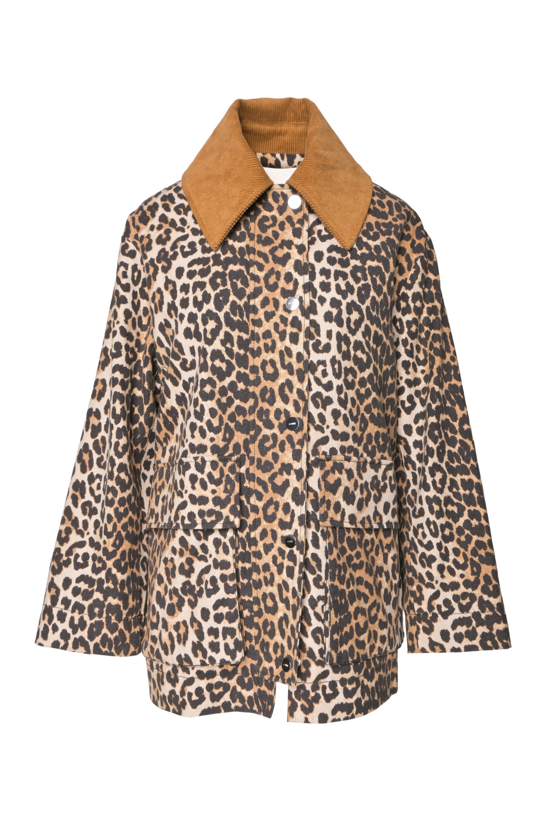 Ganni Size XXS/XS Leopard Printed Canvas Midi Jacket