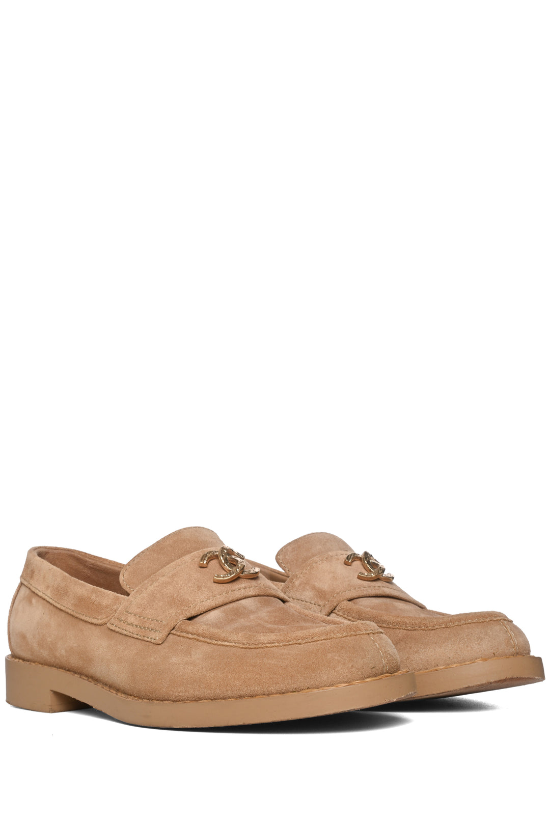 Chanel Size 35.5 Suede CC Loafers