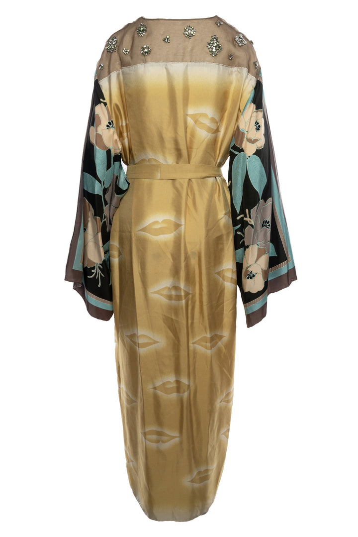 Dries Van Noten Size OS Crystal Embellished Silk Ramidos Kimono Coat