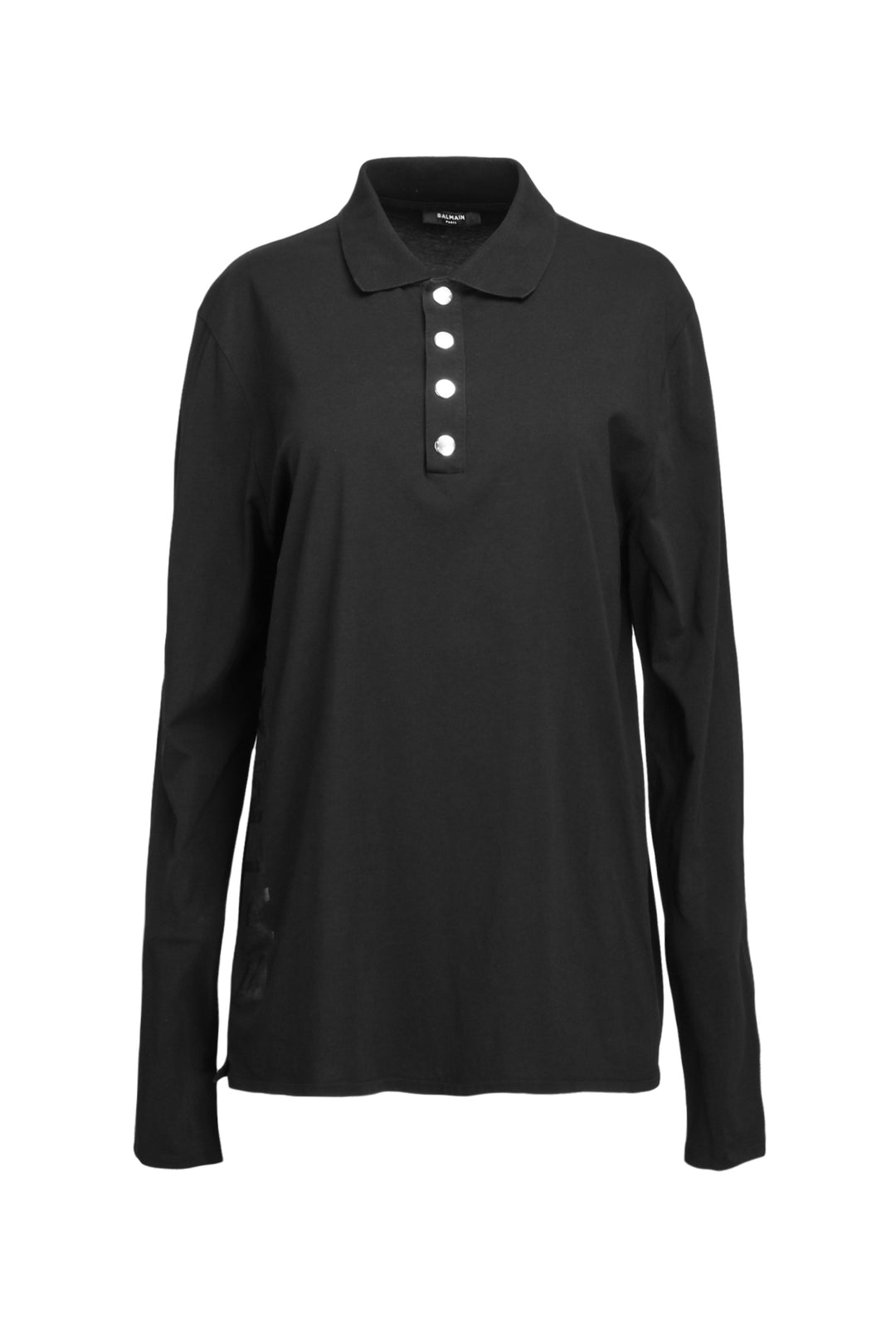 Balmain Size XL Men's Long Sleeve Logo Polo Shirt