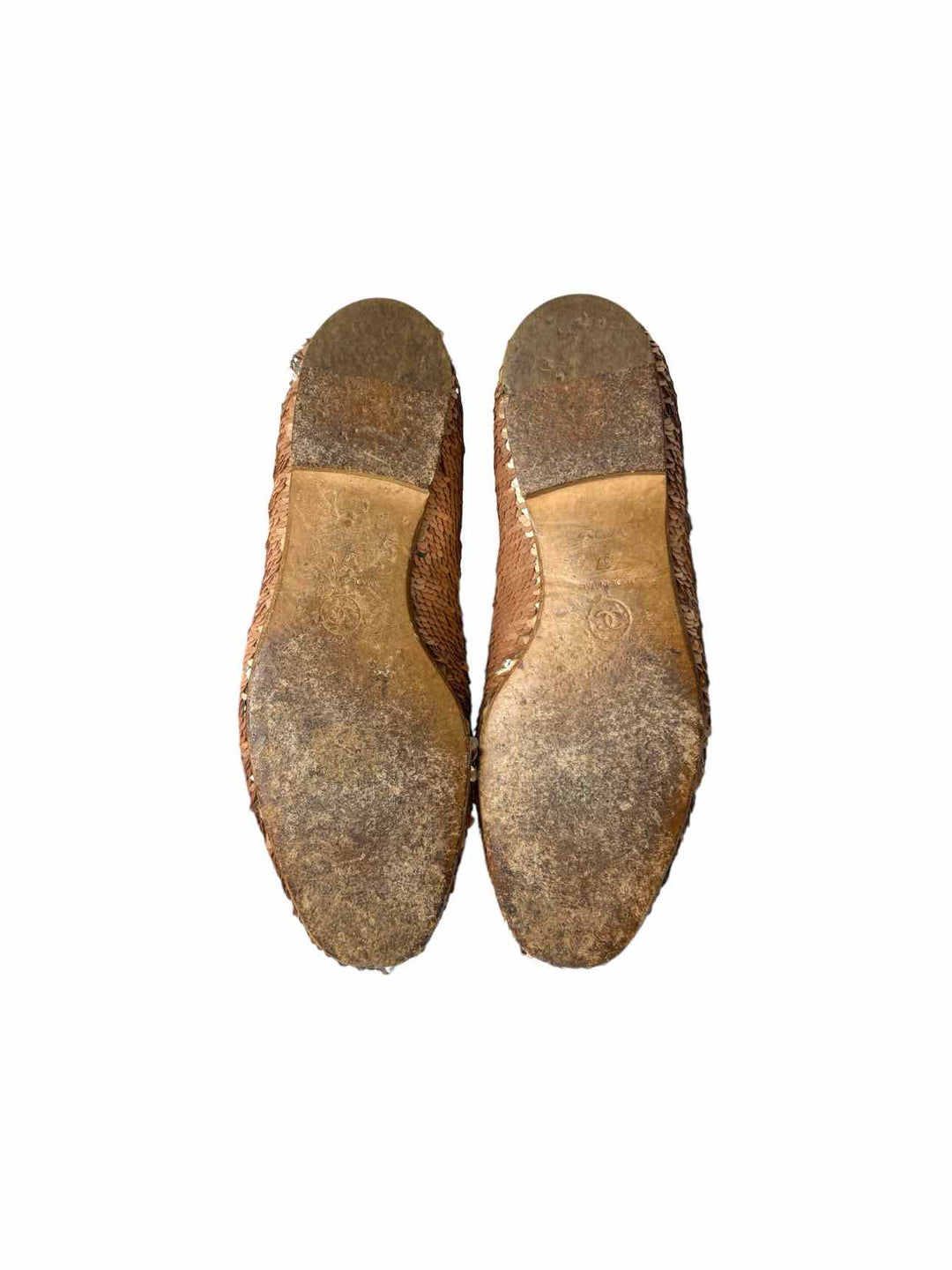 Chanel Sequin Logo  Size 37 Loafers