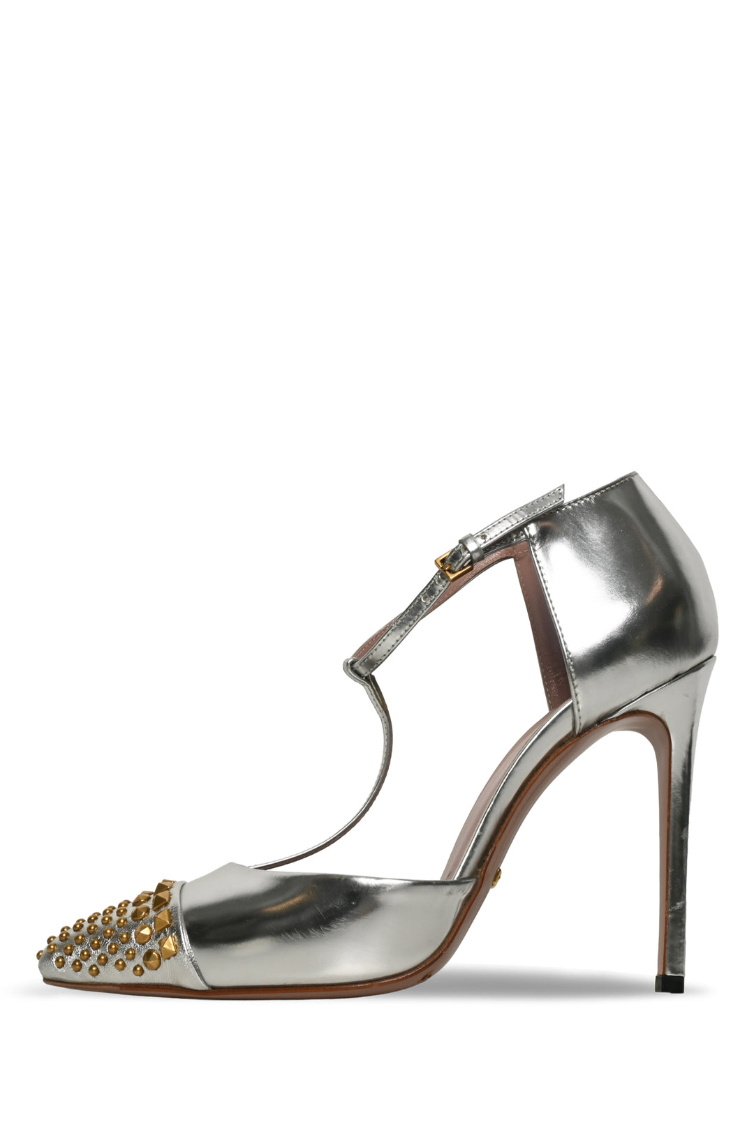 Gucci Size 37 Metallic Studded Pumps