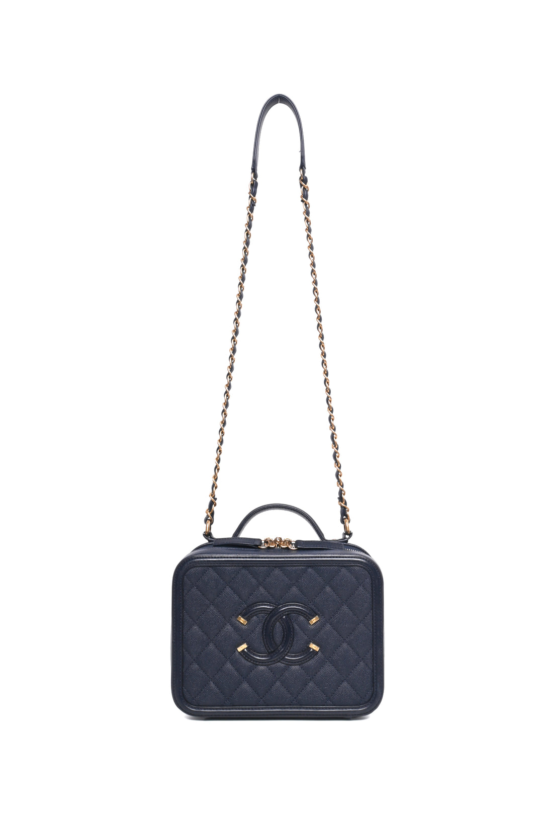 Chanel 2018-2019 Quilted Caviar Medium Filigree Vanity Case Shoulder Bag