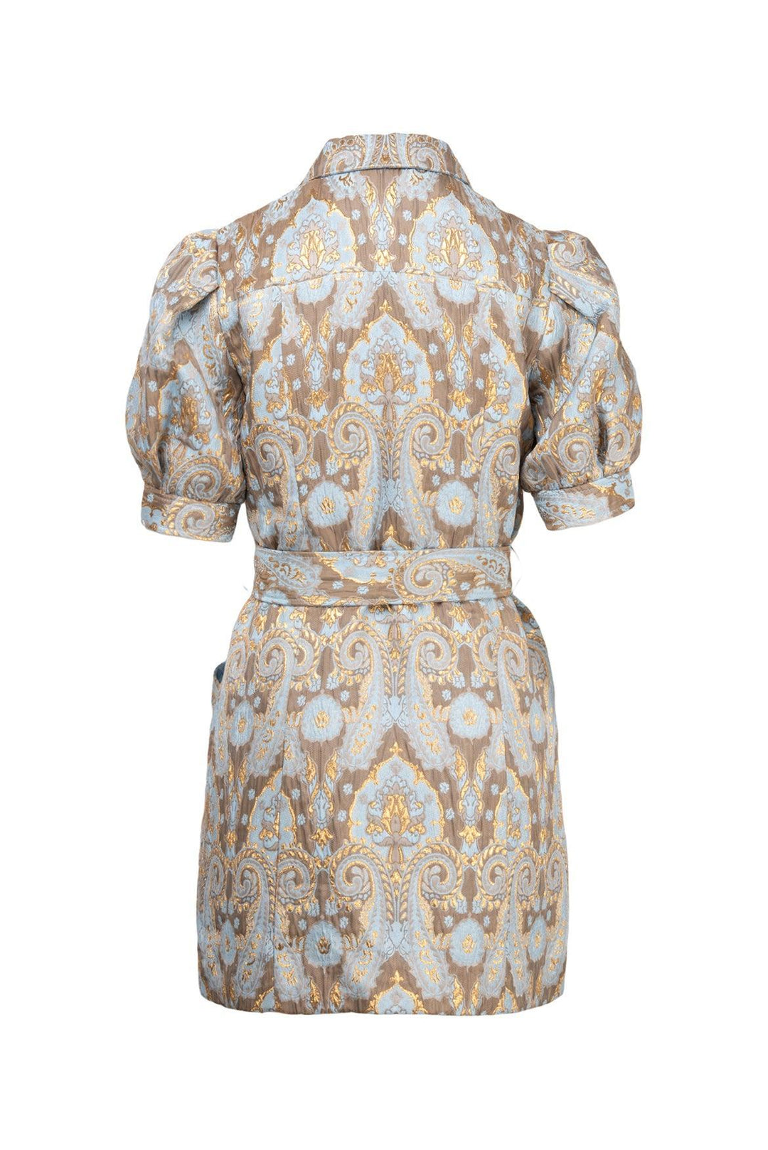 Sandro Size 36 Orlan Metallic Jacquard Puff Sleeve Dress