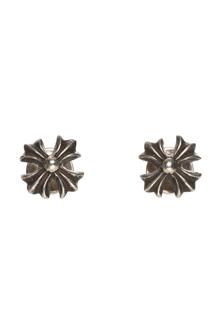 Chrome Hearts Silver Cross Stud Earrings